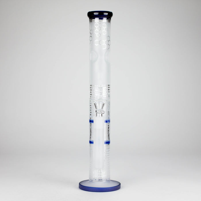 16.5" Straight Frosted Glass Bong with Dual Honeycomb Diffuser – Stemless Design Glass Bong RMG WHOLESALE