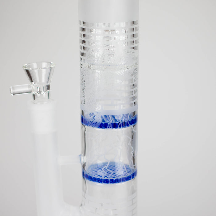 16.5" Straight Frosted Glass Bong with Dual Honeycomb Diffuser – Stemless Design Glass Bong RMG WHOLESALE