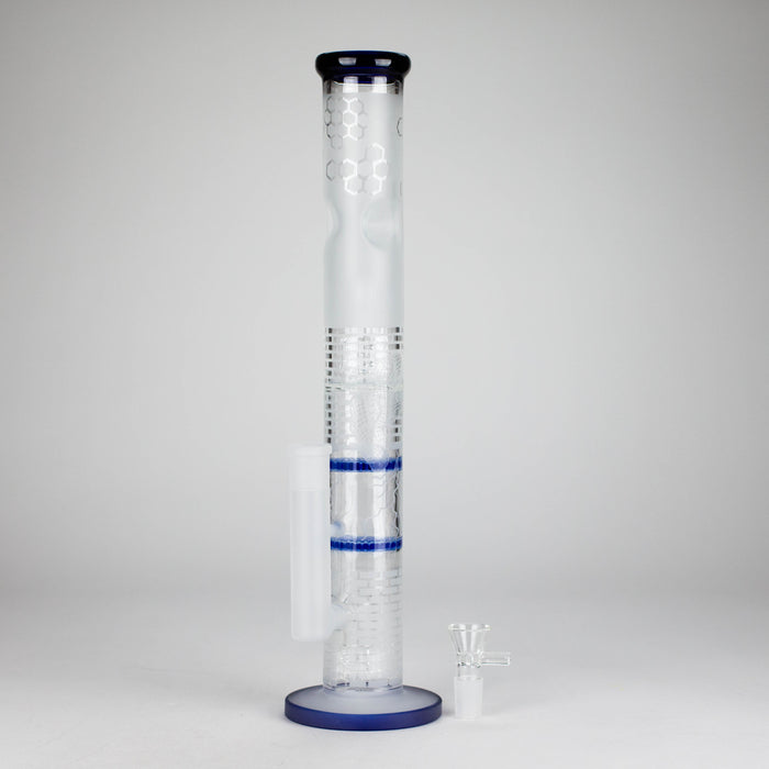 16.5" Straight Frosted Glass Bong with Dual Honeycomb Diffuser – Stemless Design Glass Bong RMG WHOLESALE