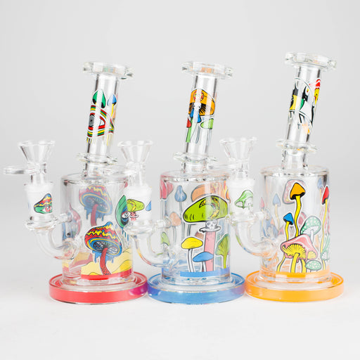 7" Magic Mushroom Glass Bong with Perc – Glow-in-the-Dark Glass Bong 777 Smoke