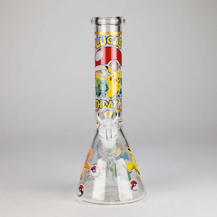 10" 5mm Glass Beaker Bong with Cartoon Design Glass Bong 777 Smoke