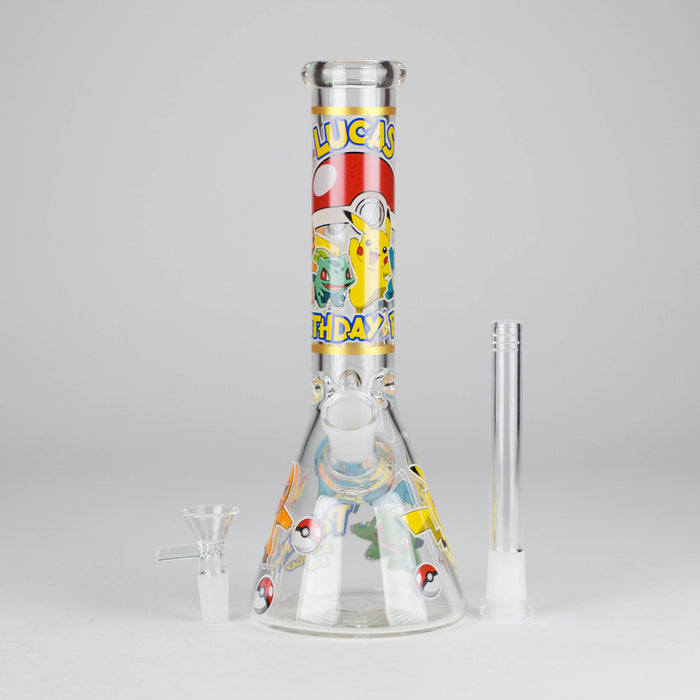 10" 5mm Glass Beaker Bong with Cartoon Design Glass Bong 777 Smoke