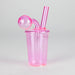 5" Coffee Cup Oil Bong – Neon Galactic Glow Design [PIP668] Glass Rig NIBO Distribution Pink-5
