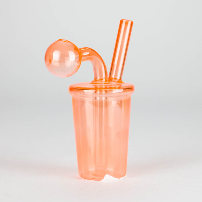 5" Coffee Cup Oil Bong – Neon Galactic Glow Design [PIP668] Glass Rig NIBO Distribution Orange-6