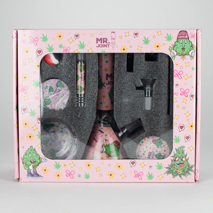 10-in-1 Smoke Set Complete Smoking Kit with 8" Glass Bong-MJ/420 Glass Bong 777 Smoke