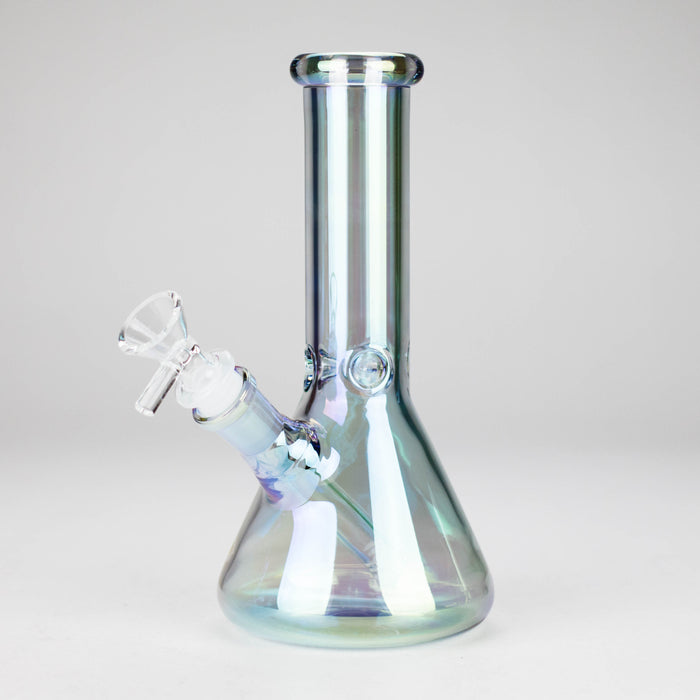 8" Electroplate Glass Beaker Bong – 5mm Thick | Ice Catcher | 3-Piece Set Glass Bong 777 Smoke Green