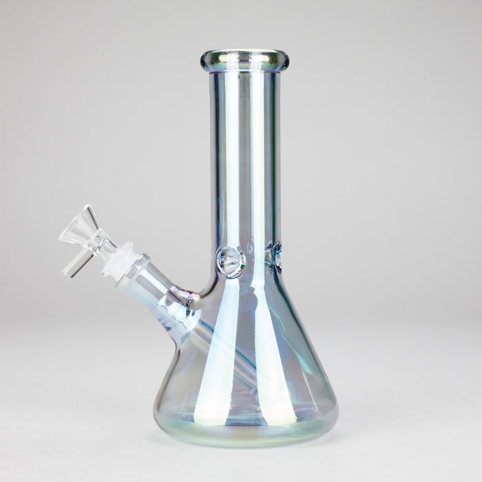 8" Electroplate Glass Beaker Bong – 5mm Thick | Ice Catcher | 3-Piece Set Glass Bong 777 Smoke
