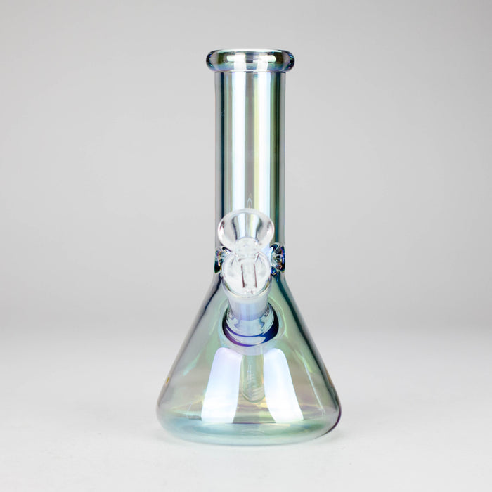 8" Electroplate Glass Beaker Bong – 5mm Thick | Ice Catcher | 3-Piece Set Glass Bong 777 Smoke