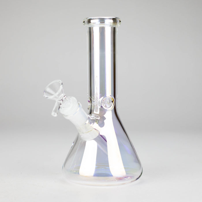 8" Electroplate Glass Beaker Bong – 5mm Thick | Ice Catcher | 3-Piece Set Glass Bong 777 Smoke Rainbow