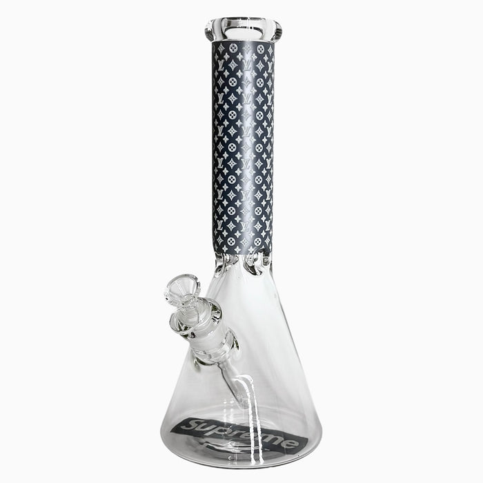 14" Stylish Glow-in-the-Dark Glass Bong – 7mm Thick Glass Bong Super Supplys Inc Grey