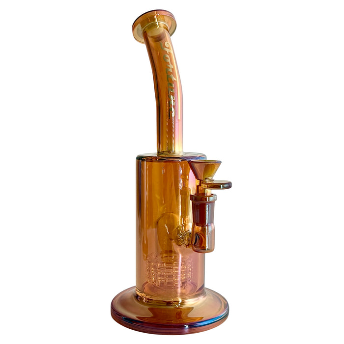 10" Electroplated With Perc Glass Bong Glass Bong Fortune Brown