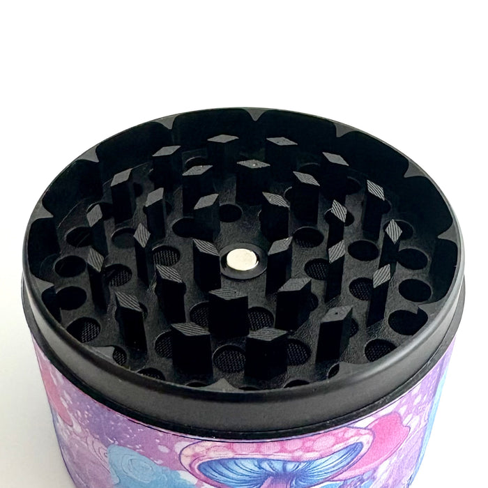 Psychedelic Mushroom Grinder 63*44mm 4 Parts-6CT Display Pack Super Supplys Inc