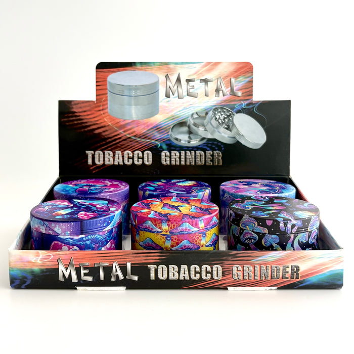 Psychedelic Mushroom Grinder 63*44mm 4 Parts-6CT Display Pack Super Supplys Inc