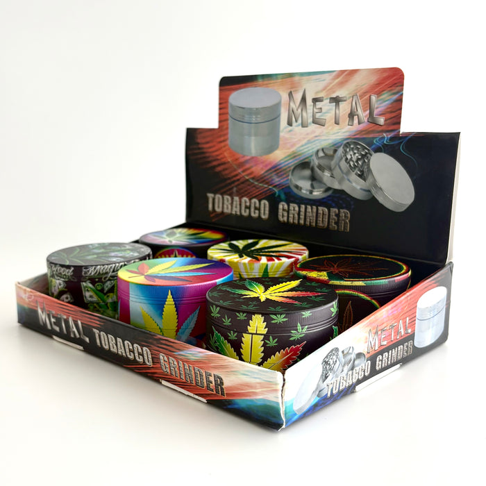 Leaf Design Grinder 63*44mm 4 Parts-6CT Display Pack Super Supplys Inc