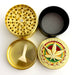 Golden Rasta Leaf Engraving Grinder 52*36mm 4 Parts-12CT Display Pack Super Supplys Inc