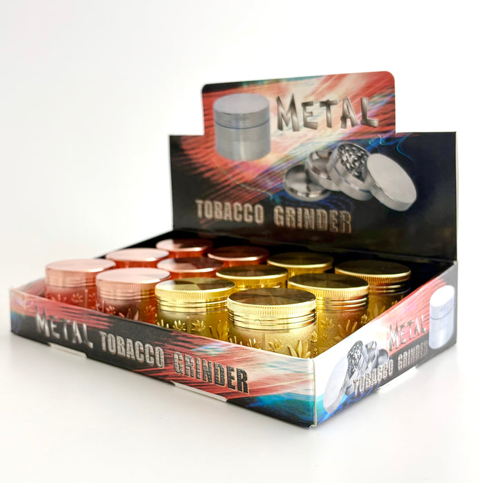 Leaf Engraving Design Grinder 40*39mm 4 Parts-12CT Display Pack Super Supplys Inc