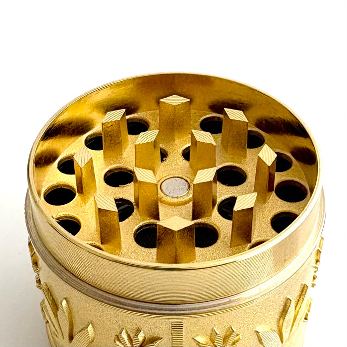 Leaf Engraving Design Grinder 40*39mm 4 Parts-12CT Display Pack Super Supplys Inc