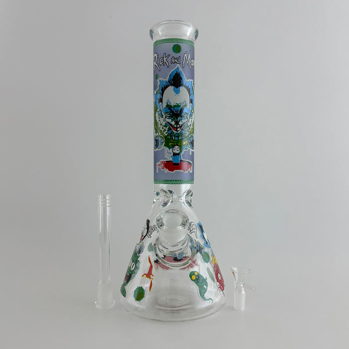 14" Glow in the Dark Cartoon Beaker Bong – 7mm Thick Borosilicate Glass Glass Bong Super Supplys Inc