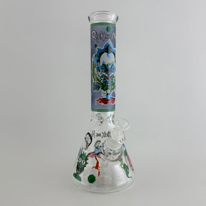 14" Glow in the Dark Cartoon Beaker Bong – 7mm Thick Borosilicate Glass Glass Bong Super Supplys Inc Clown-A