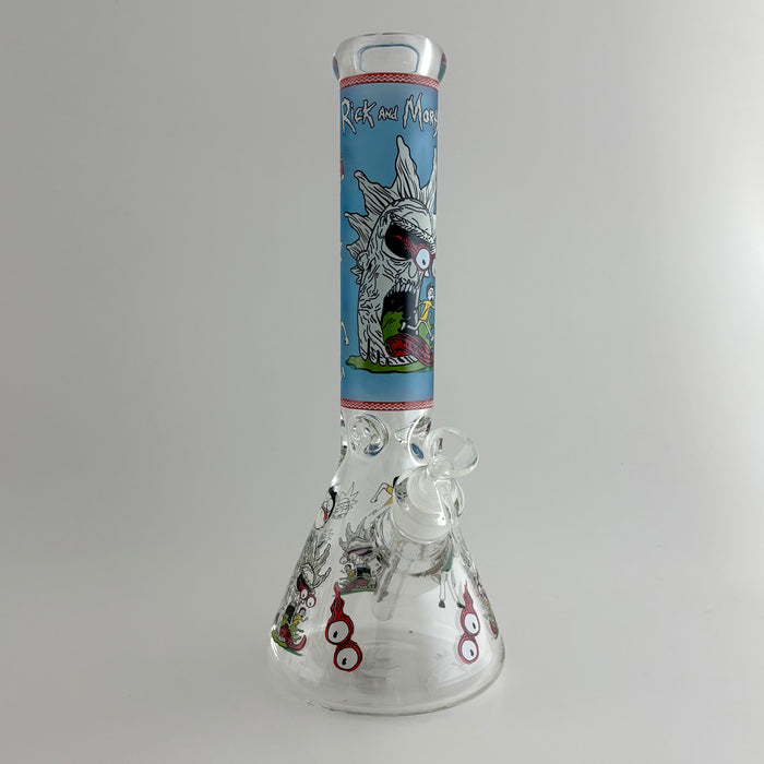 14" Glow in the Dark Cartoon Beaker Bong – 7mm Thick Borosilicate Glass Glass Bong Super Supplys Inc Rick-D