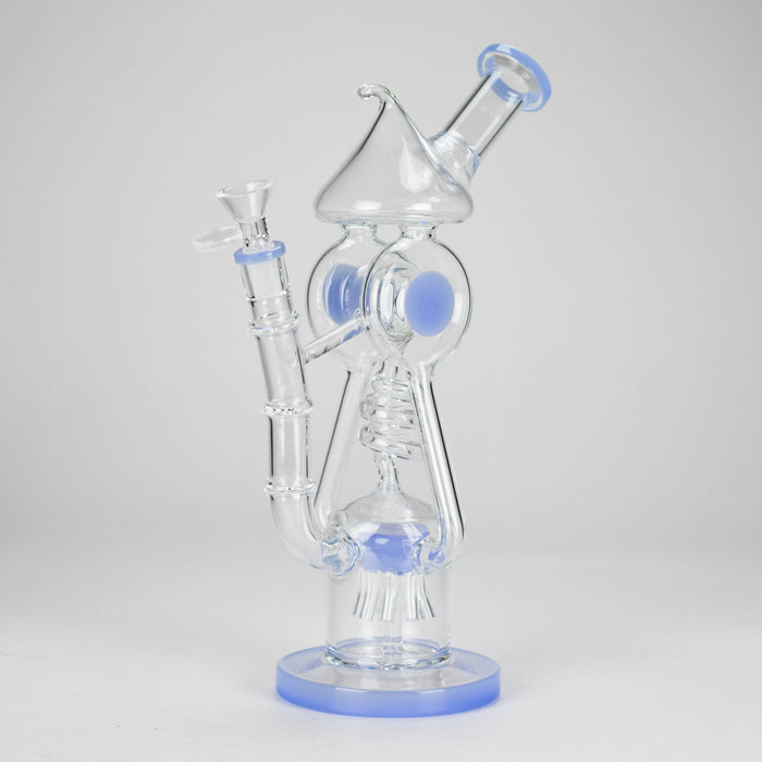 12″ Recycler Glass Bong – 5MM Thick Borosilicate with Coil Tube Design [C1575] Glass Bong Canadian Distributor Jade Blue