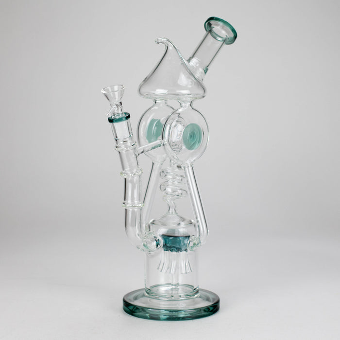 12″ Recycler Glass Bong – 5MM Thick Borosilicate with Coil Tube Design [C1575] Glass Bong Canadian Distributor Teal