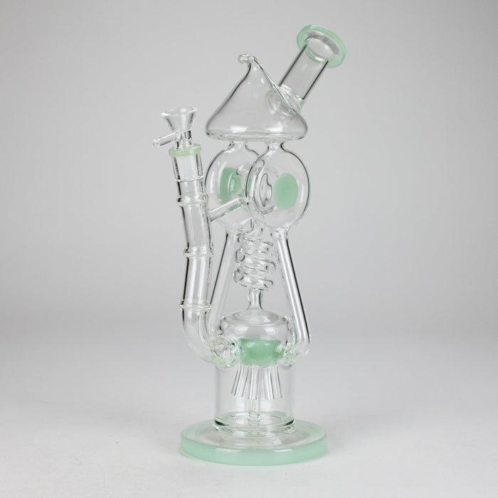 12″ Recycler Glass Bong – 5MM Thick Borosilicate with Coil Tube Design [C1575] Glass Bong Canadian Distributor Jade Green