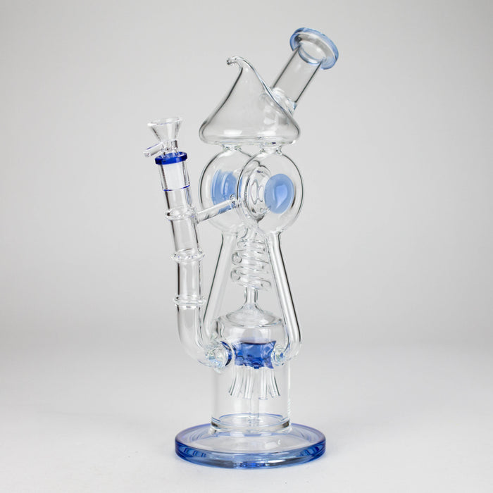 12″ Recycler Glass Bong – 5MM Thick Borosilicate with Coil Tube Design [C1575] Glass Bong Canadian Distributor Light Blue