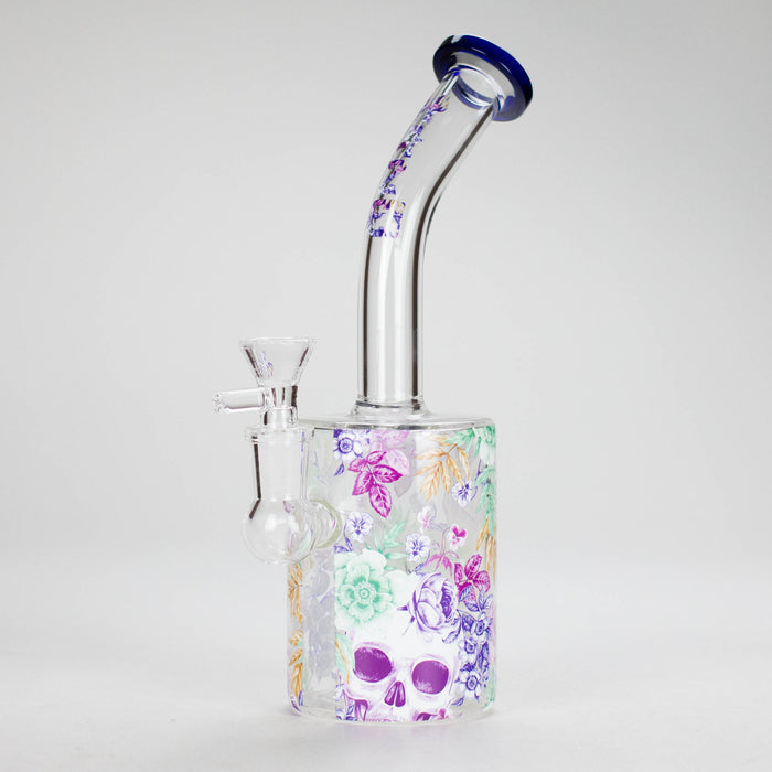 Haze | 9″ Skull Flower Glass Rig – Blue (Mini-M) Glass Bong Canadian Distributor