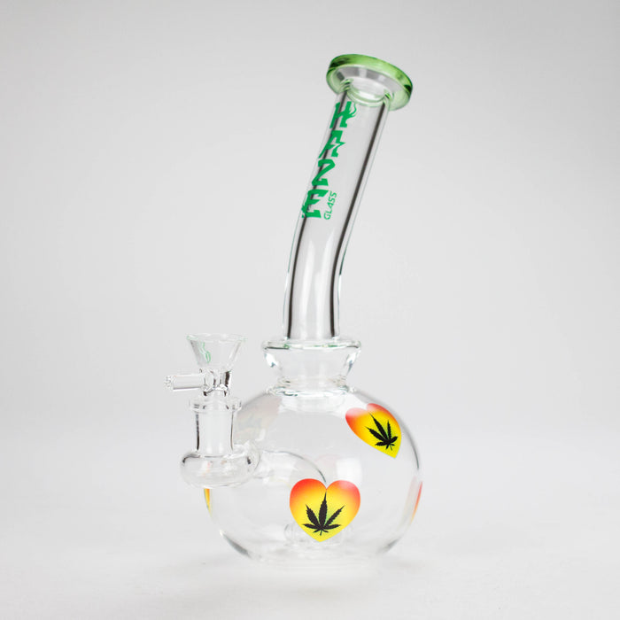 Haze | 9″ Heart Leaf Bubble Base Glass Bong – Teal (Mini-R) Glass Bong Canadian Distributor