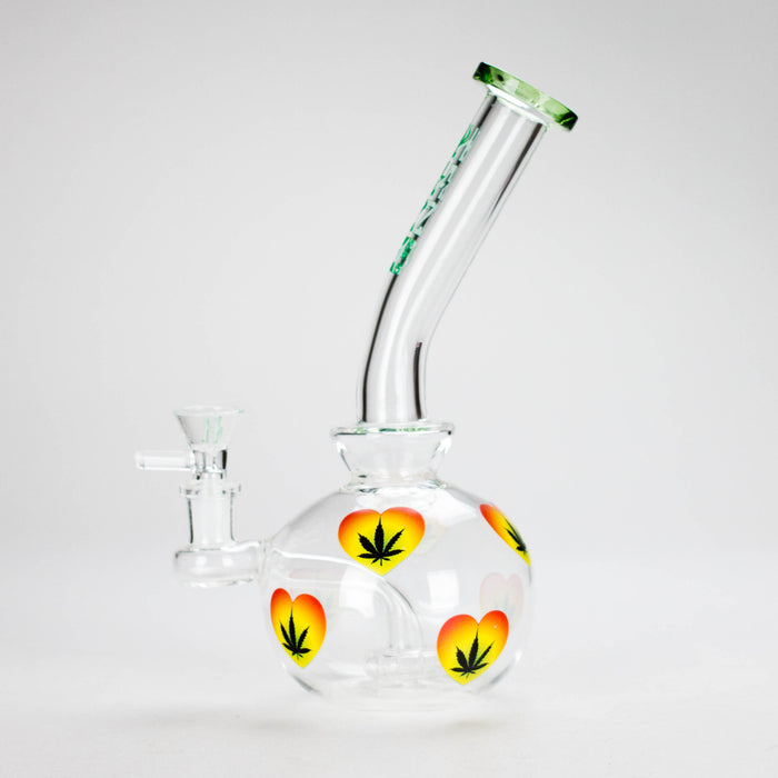 Haze | 9″ Heart Leaf Bubble Base Glass Bong – Teal (Mini-R) Glass Bong Canadian Distributor
