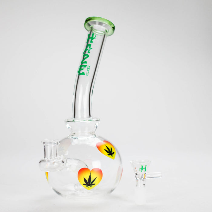 Haze | 9″ Heart Leaf Bubble Base Glass Bong – Teal (Mini-R) Glass Bong Canadian Distributor