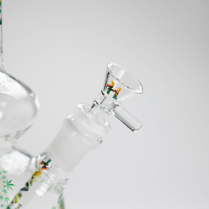 Haze | 9″ Heart Leaf Double Bubble Base Glass Bong with Color Lip – Amber (Mini-U) Glass Bong Canadian Distributor
