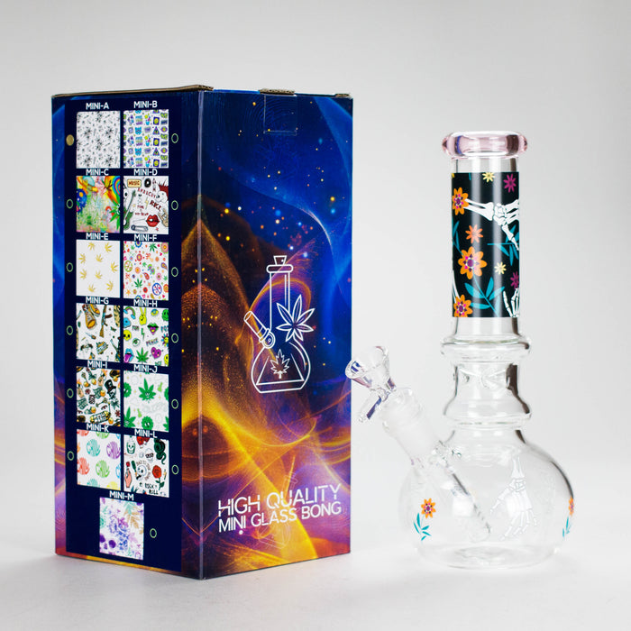 Haze | 9″ Skull Hand & Flower Bubble Base Glass Bong – Pink (Mini-V) Glass Bong Canadian Distributor