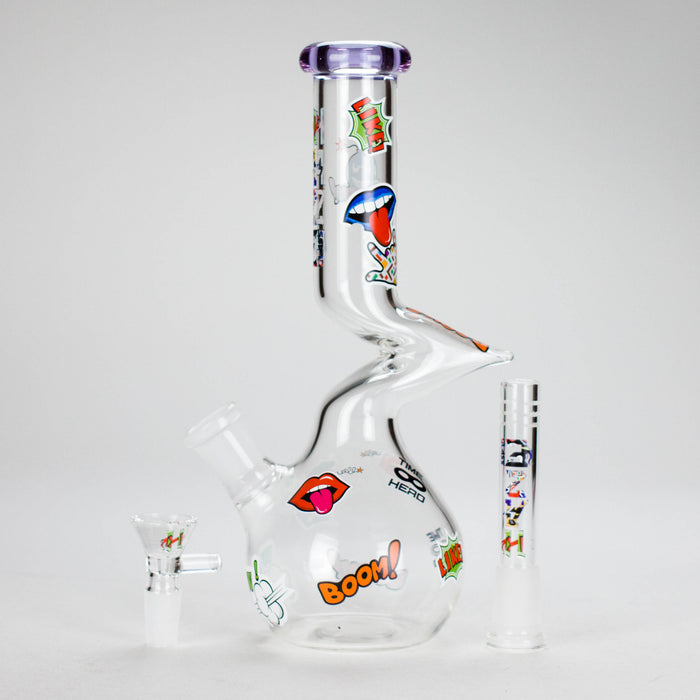 Haze | 9″ Zong Glass Bong with Color Lip – Purple (Mini-W) Glass Bong Canadian Distributor