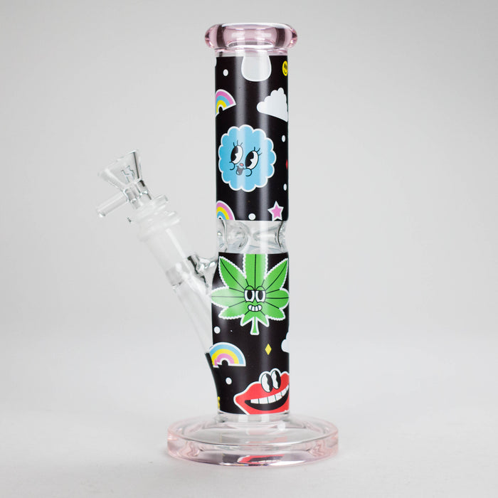 Haze | 9″ Face Emoji Straight Tube Glass Bong with Color End – Pink (Mini-Z) Glass Bong Canadian Distributor