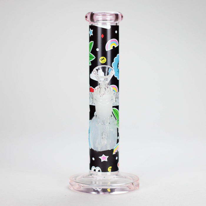Haze | 9″ Face Emoji Straight Tube Glass Bong with Color End – Pink (Mini-Z) Glass Bong Canadian Distributor