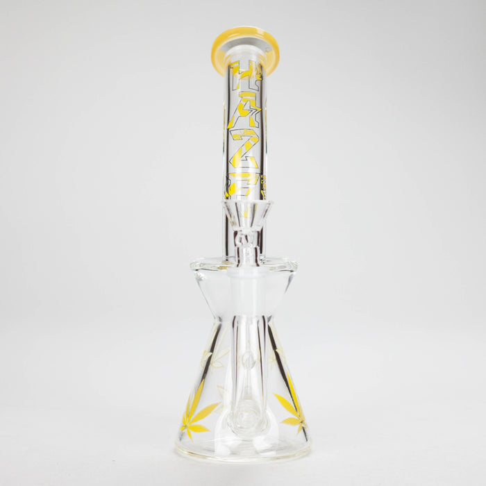 Haze | 8.5″ Weed Leaf Bent Neck Glass Bong – Jade Yellow (Mini-E) Glass Bong Canadian Distributor