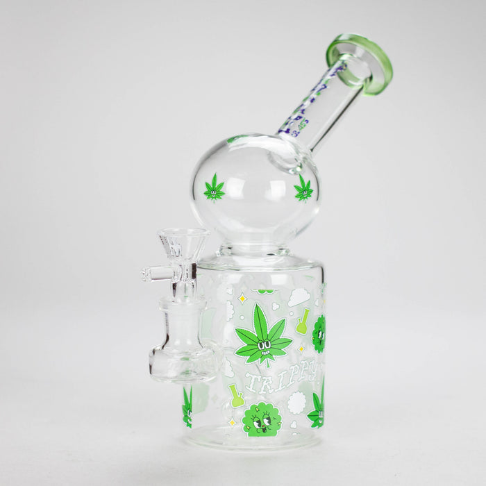 Haze | 8″ Trippy Bubble Dab Rig – Green (Mini-J) Glass Bong Canadian Distributor