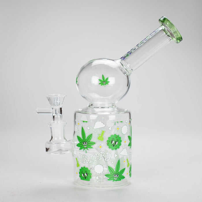 Haze | 8″ Trippy Bubble Dab Rig – Green (Mini-J) Glass Bong Canadian Distributor