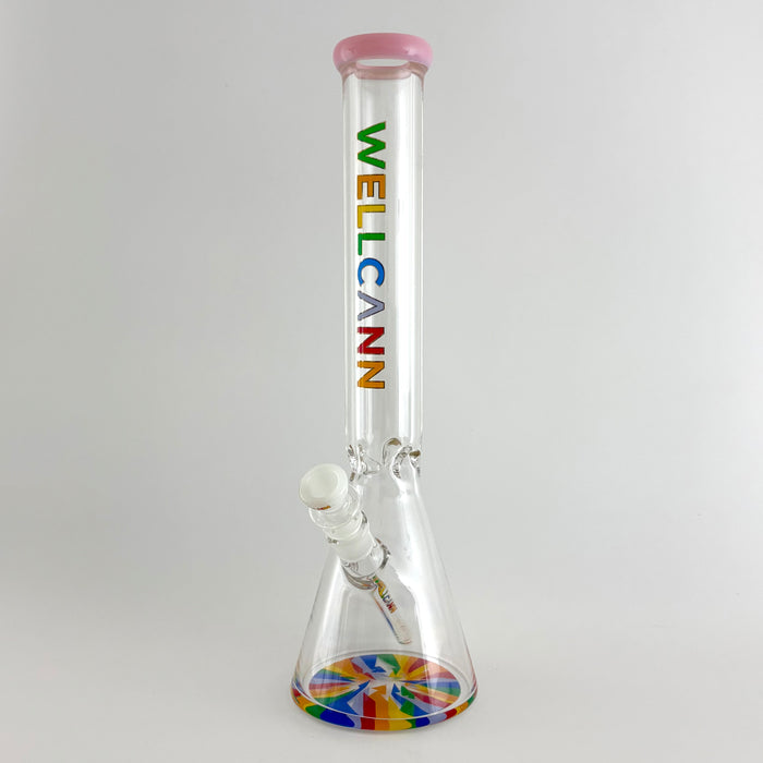 Wellcann | 17" Thickened Base Psychedelic Beaker Glass Bong Glass Bong Super Supplys Inc Milky Pink