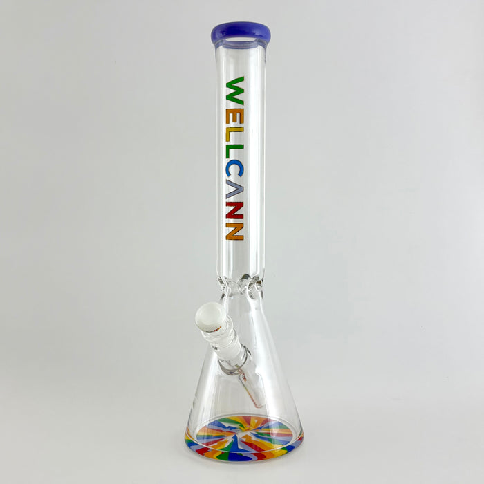 Wellcann | 17" Thickened Base Psychedelic Beaker Glass Bong Glass Bong Super Supplys Inc Milk Purple