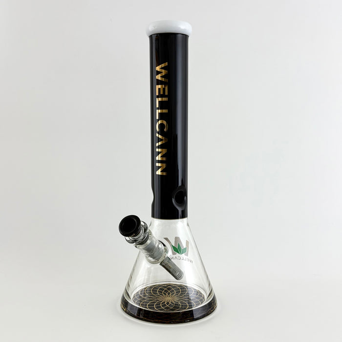 Wellcann | 14" Thickened Base Geometric Gold Beaker Glass Bong Glass Bong Super Supplys Inc