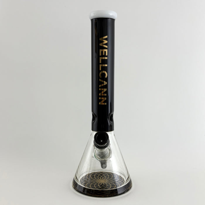 Wellcann | 14" Thickened Base Geometric Gold Beaker Glass Bong Glass Bong Super Supplys Inc