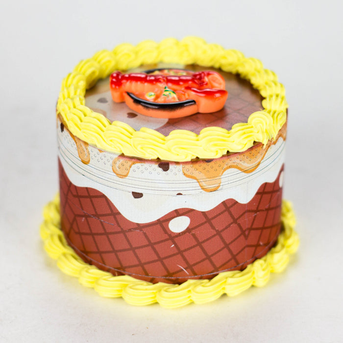 2.5" Cake-Shaped Metal Grinder – 4-Layer Herb Grinder (Box of 6) Display Pack 777 Smoke