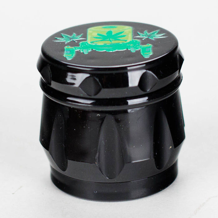 1.5" Acrylic Herb Grinder – 4-Layer with Weed Leaf Design (Box of 12) Display Pack 777 Smoke