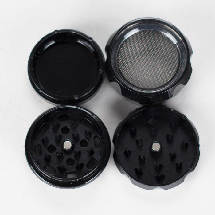 1.5" Acrylic Herb Grinder – 4-Layer with Weed Leaf Design (Box of 12) Display Pack 777 Smoke