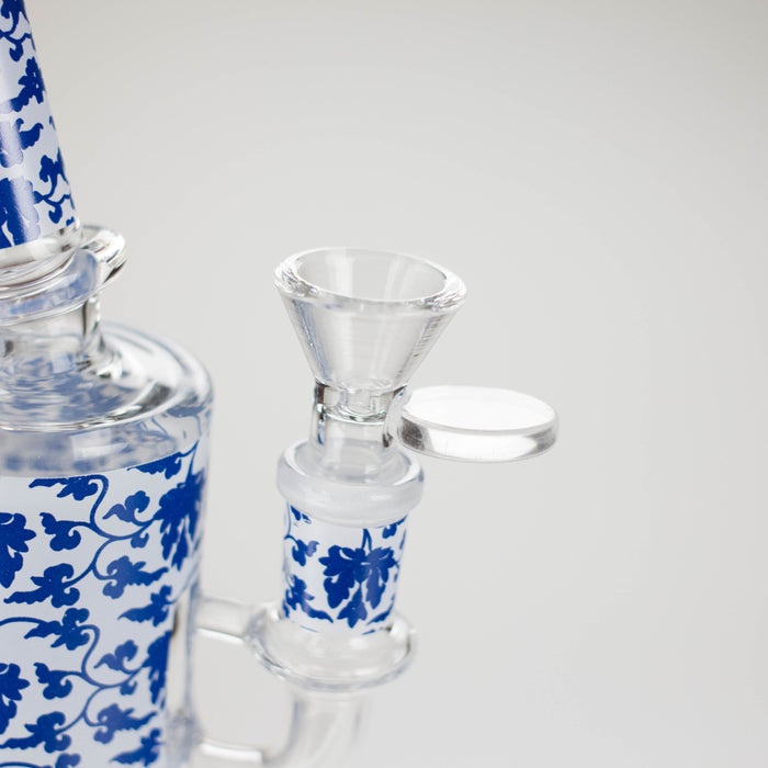 7" Cloisonné Design Glass Bong with Water Diffuser – 14mm Bowl Joint Glass Bong 777 Smoke