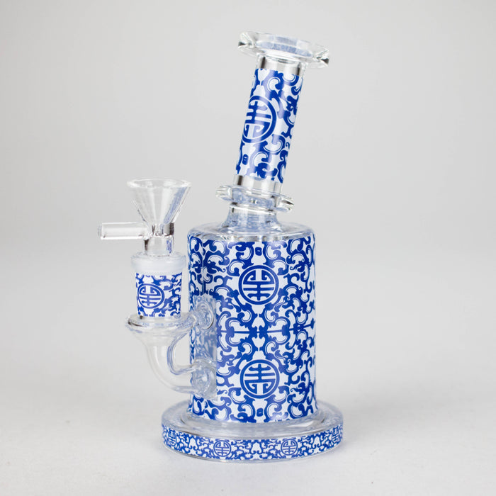 7" Cloisonné Design Glass Bong with Water Diffuser – 14mm Bowl Joint Glass Bong 777 Smoke Design2