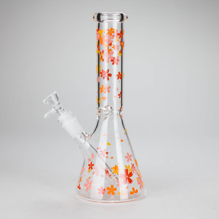 10" Cherry Blossom Glass Beaker Bong – 14mm Bowl Joint Glass Bong 777 Smoke